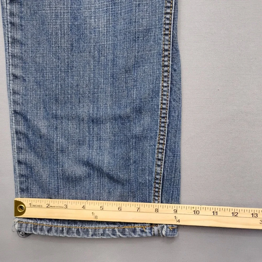 Levis 559 Relaxed Straight Jeans Mens 38x30 Medium Wash Blue Denim Distressed